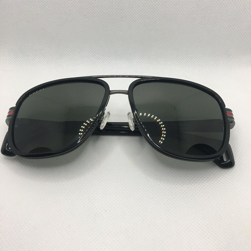 Gucci Aviator Black Metal Sunglasses GG0448S 001 58 16 145 EUC